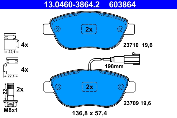 Brake Pad Set, disc brake 13.0460-3864.2