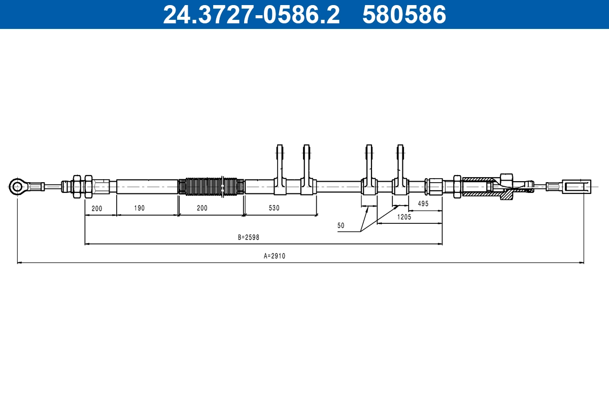 Cable Pull, parking brake 24.3727-0586.2
