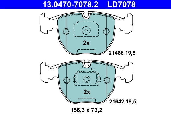 Brake Pad Set, disc brake ATE Ceramic 13.0470-7078.2