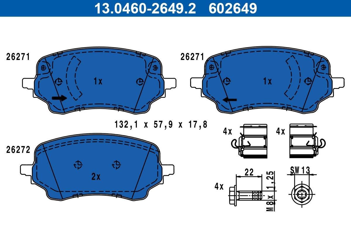 Brake Pad Set, disc brake 13.0460-2649.2