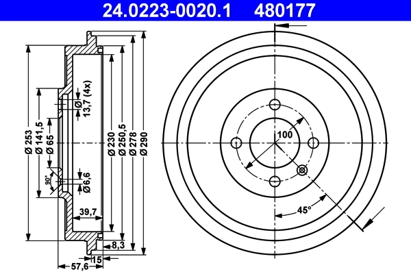 Brake Drum 24.0223-0020.1