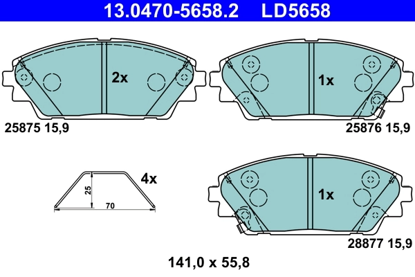 Brake Pad Set, disc brake ATE Ceramic 13.0470-5658.2