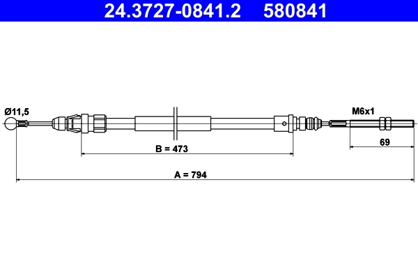Cable Pull, parking brake 24.3727-0841.2