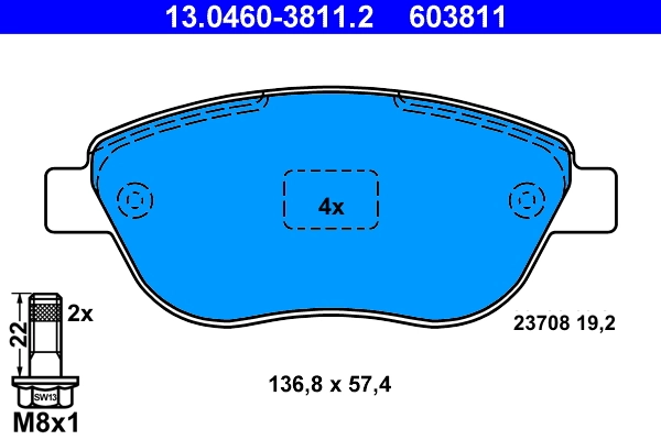 Brake Pad Set, disc brake 13.0460-3811.2