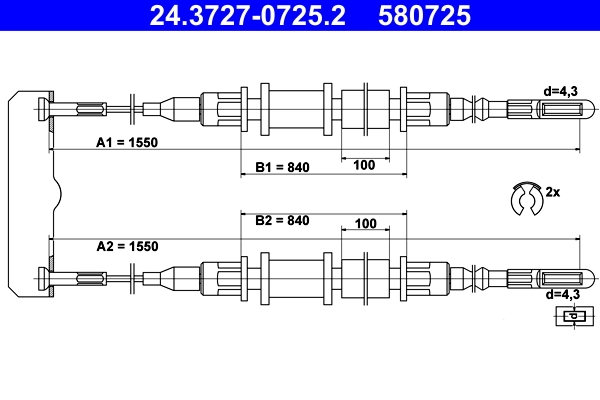 Cable Pull, parking brake 24.3727-0725.2