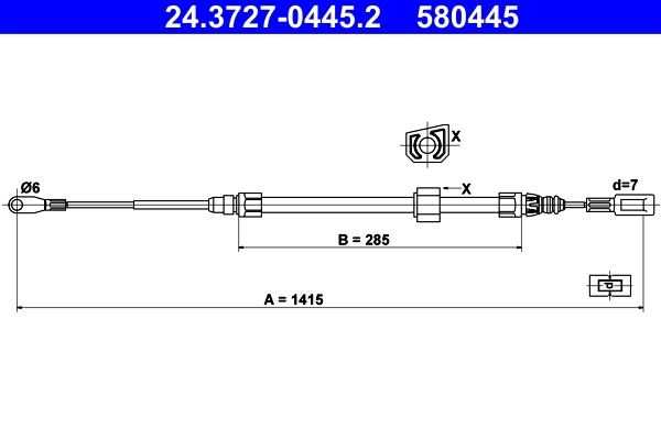Cable Pull, parking brake 24.3727-0445.2
