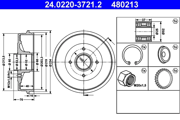 Brake Drum 24.0220-3721.2