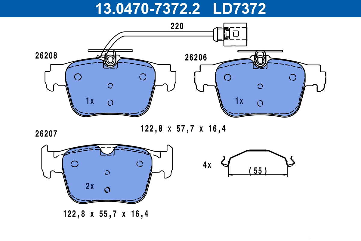 Brake Pad Set, disc brake ATE Ceramic 13.0470-7372.2