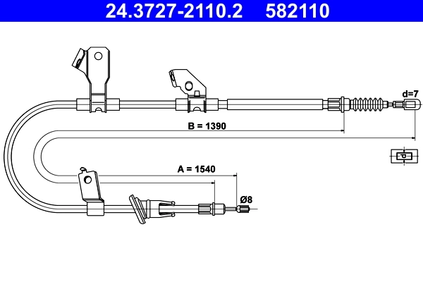 Cable Pull, parking brake 24.3727-2110.2