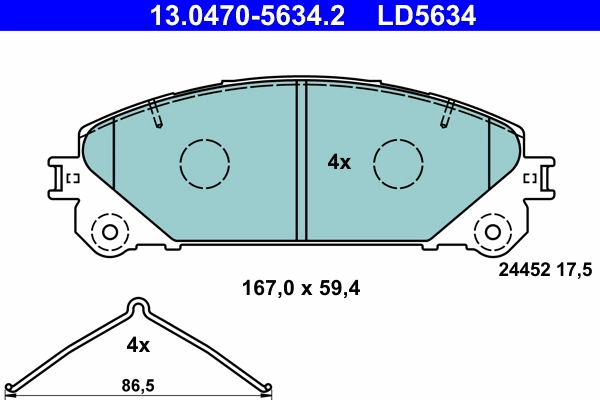 Brake Pad Set, disc brake ATE Ceramic 13.0470-5634.2