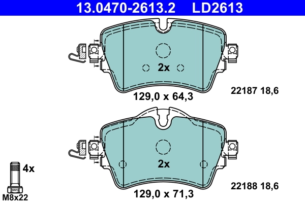 Brake Pad Set, disc brake ATE Ceramic 13.0470-2613.2