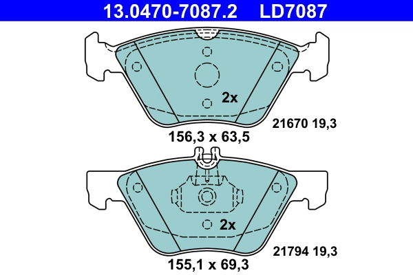 Brake Pad Set, disc brake ATE Ceramic 13.0470-7087.2