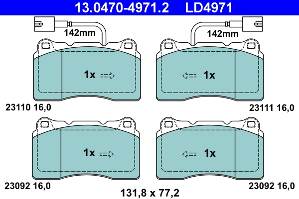 Brake Pad Set, disc brake ATE Ceramic 13.0470-4971.2