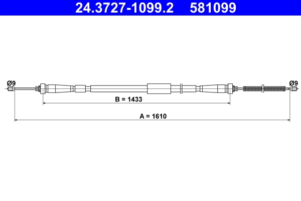 Cable Pull, parking brake 24.3727-1099.2