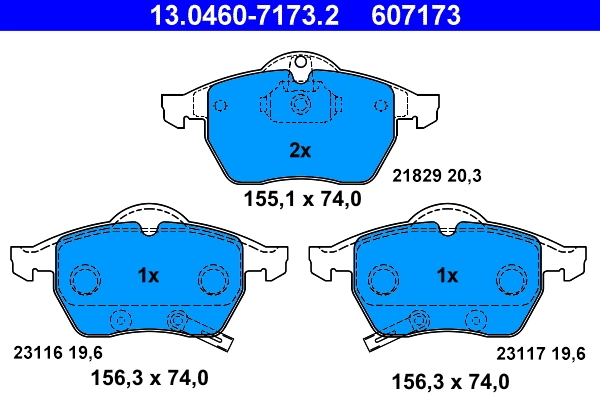 Brake Pad Set, disc brake 13.0460-7173.2