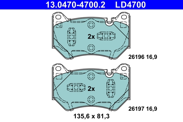 Brake Pad Set, disc brake ATE Ceramic 13.0470-4700.2