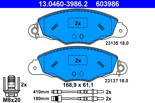 Brake Pad Set, disc brake 13.0460-3986.2