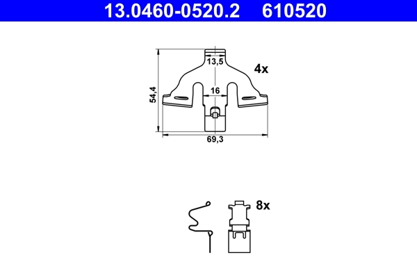 Accessory Kit, disc brake pad 13.0460-0520.2