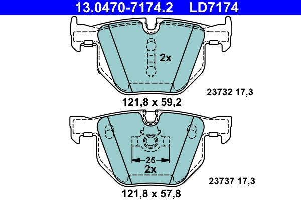 Brake Pad Set, disc brake ATE Ceramic 13.0470-7174.2