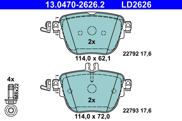Brake Pad Set, disc brake ATE Ceramic 13.0470-2626.2