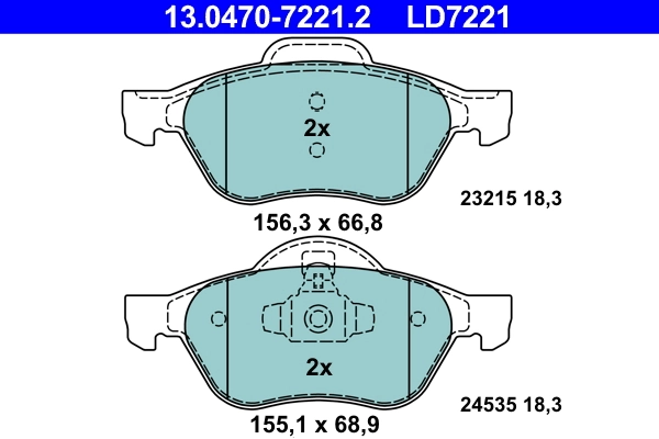 Brake Pad Set, disc brake ATE Ceramic 13.0470-7221.2