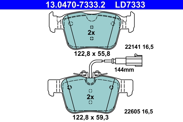 Brake Pad Set, disc brake ATE Ceramic 13.0470-7333.2