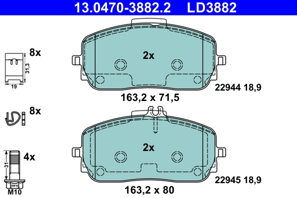 Brake Pad Set, disc brake ATE Ceramic 13.0470-3882.2