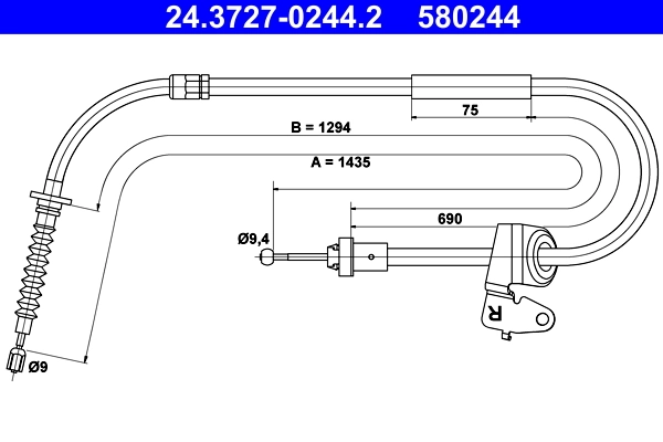 Cable Pull, parking brake 24.3727-0244.2