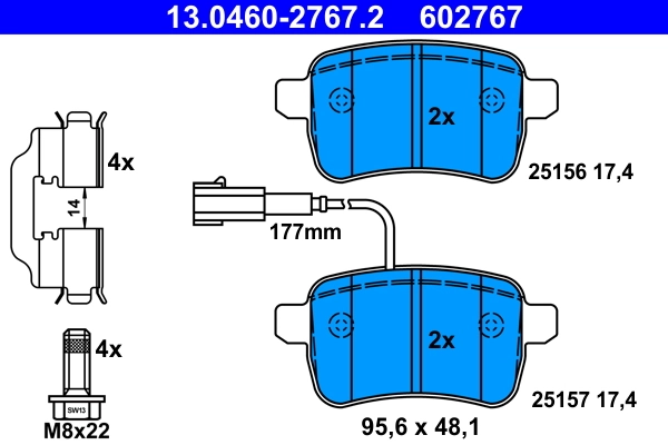 Brake Pad Set, disc brake 13.0460-2767.2