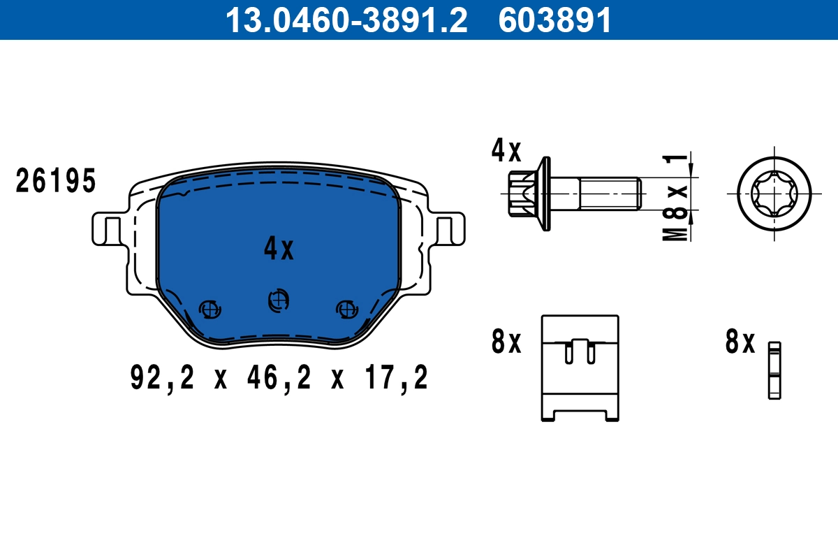 Brake Pad Set, disc brake 13.0460-3891.2