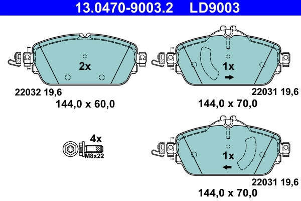Brake Pad Set, disc brake ATE Ceramic 13.0470-9003.2