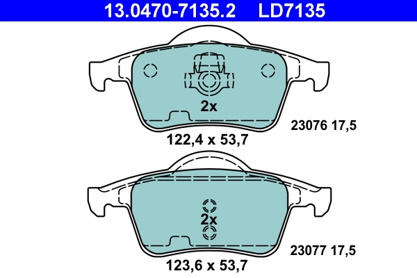 Brake Pad Set, disc brake ATE Ceramic 13.0470-7135.2