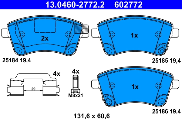 Brake Pad Set, disc brake 13.0460-2772.2