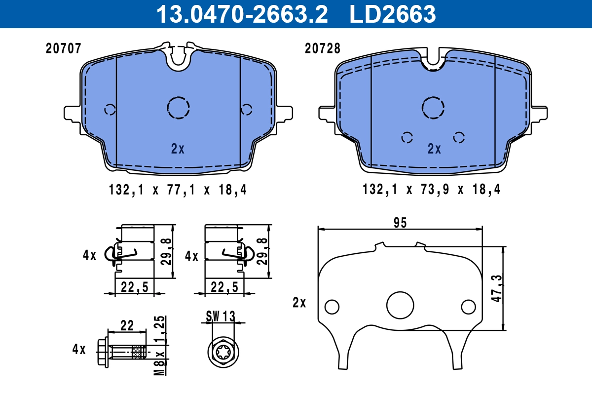 Brake Pad Set, disc brake ATE Ceramic 13.0470-2663.2