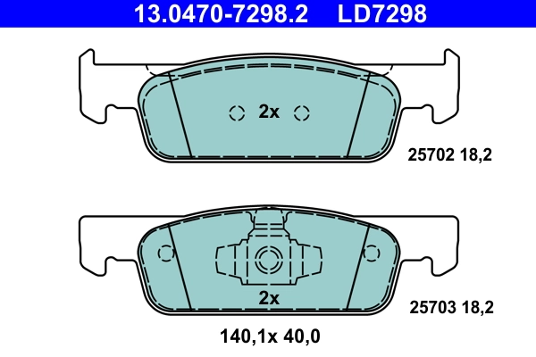Brake Pad Set, disc brake ATE Ceramic 13.0470-7298.2