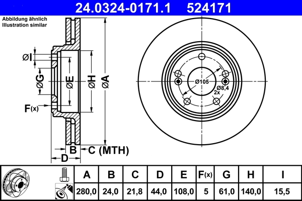 Brake Disc PowerDisc 24.0324-0171.1
