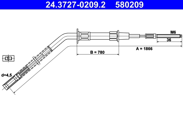 Cable Pull, parking brake 24.3727-0209.2
