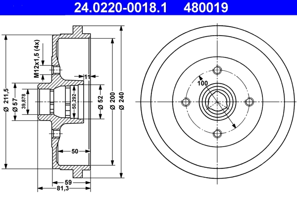 Brake Drum 24.0220-0018.1