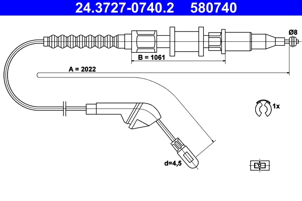 Cable Pull, parking brake 24.3727-0740.2