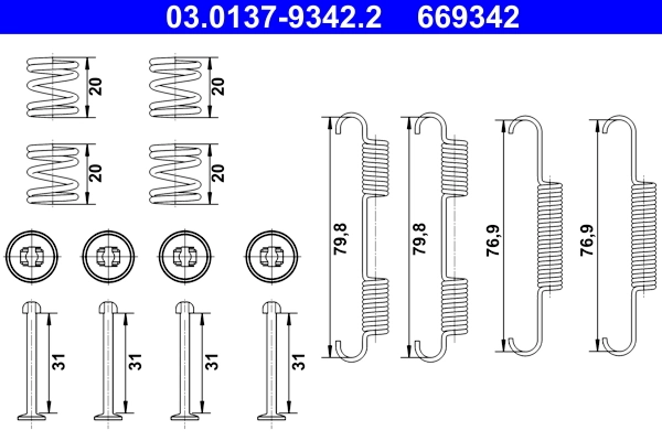 Accessory Kit, parking brake shoes 03.0137-9342.2