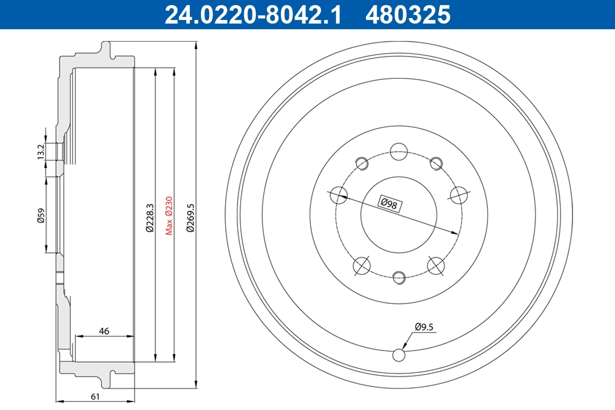 Brake Drum 24.0222-8042.1