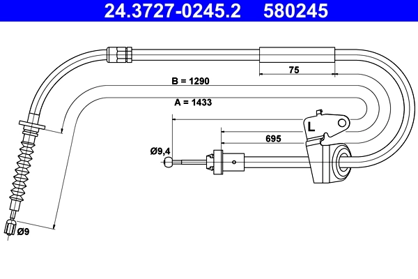 Cable Pull, parking brake 24.3727-0245.2