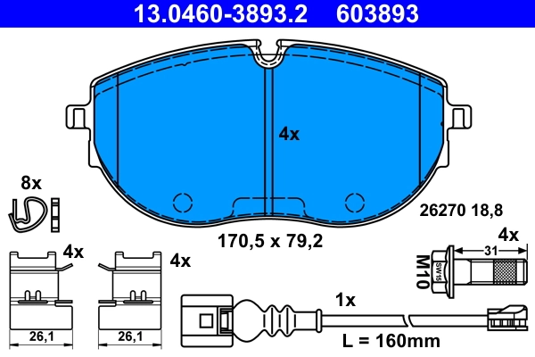 Brake Pad Set, disc brake 13.0460-3893.2