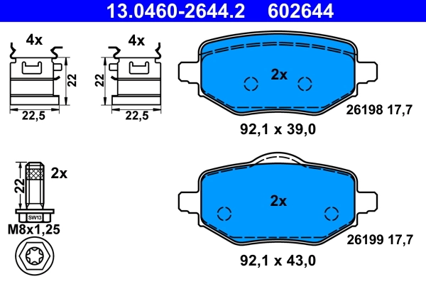 Brake Pad Set, disc brake 13.0460-2644.2