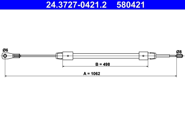 Cable Pull, parking brake 24.3727-0421.2