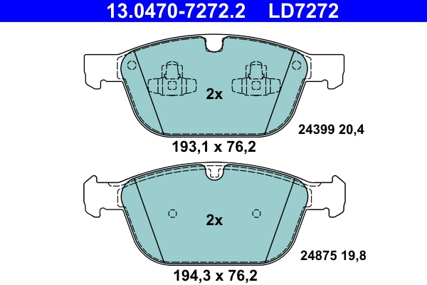 Brake Pad Set, disc brake ATE Ceramic 13.0470-7272.2