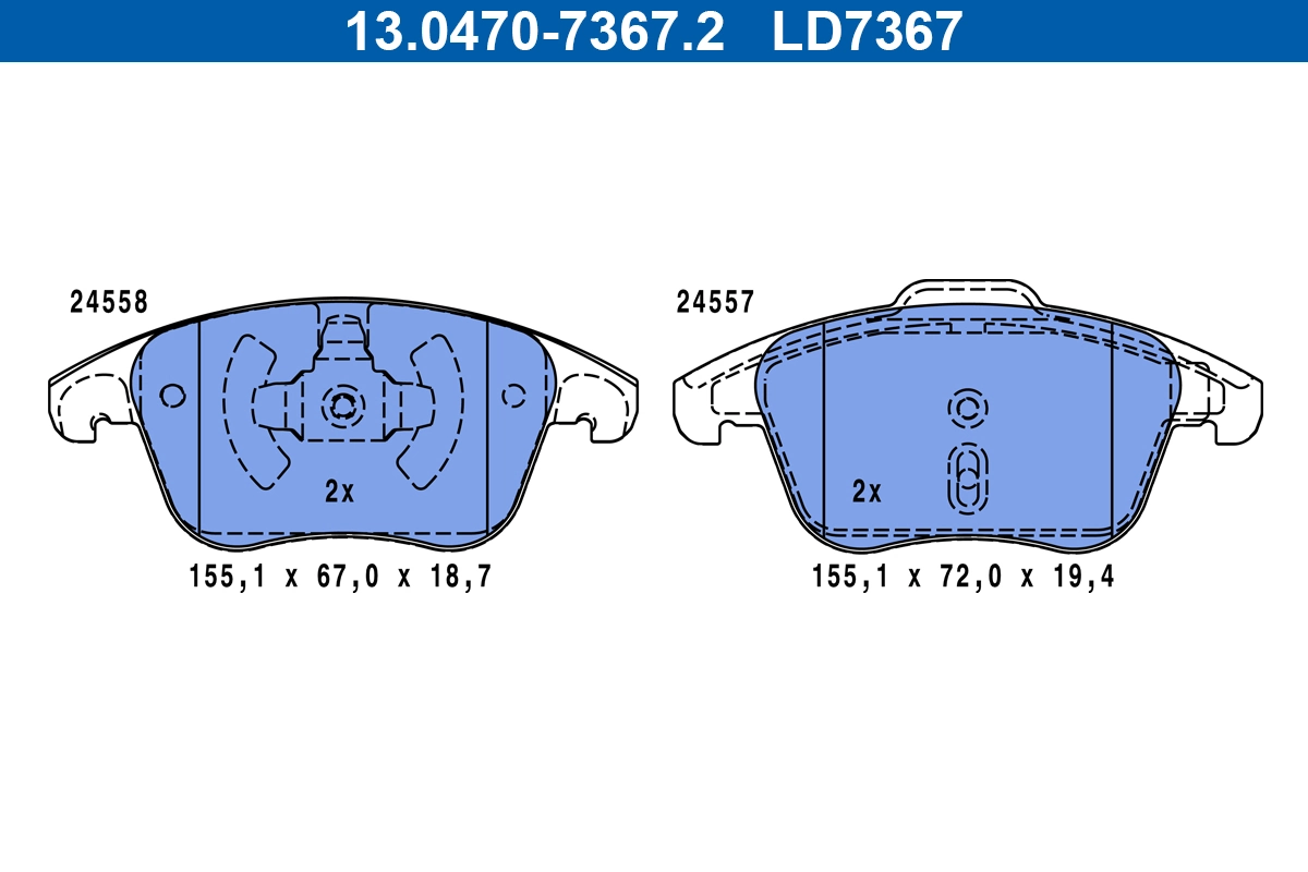Brake Pad Set, disc brake ATE Ceramic 13.0470-7367.2