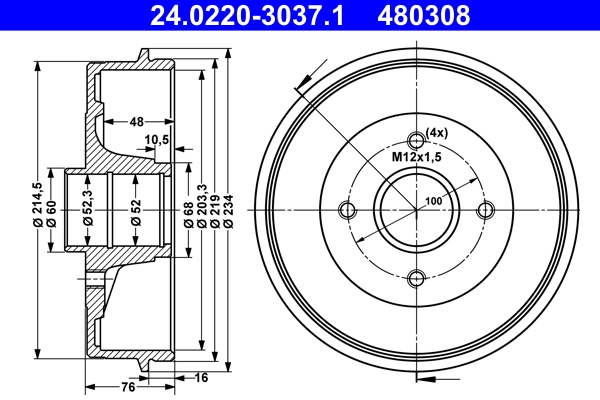Brake Drum 24.0220-3037.1