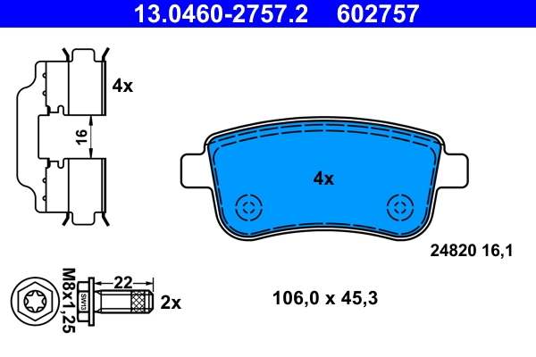 Brake Pad Set, disc brake 13.0460-2757.2