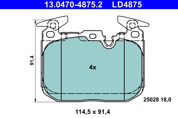 Brake Pad Set, disc brake ATE Ceramic 13.0470-4875.2
